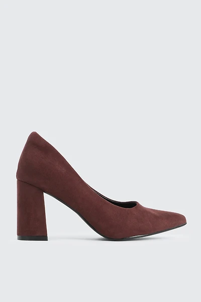 Ardene Block Heel Faux Suede Pumps in Brown | Size | Eco-Conscious