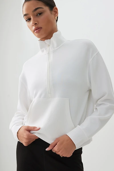 Ardene camactive? Double Knit Half Zip Sweatshirt in Frost White | Size | Polyester/Spandex