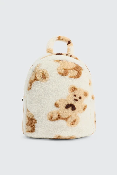 Ardene Kids Faux Fur Backpack in Beige | Polyester