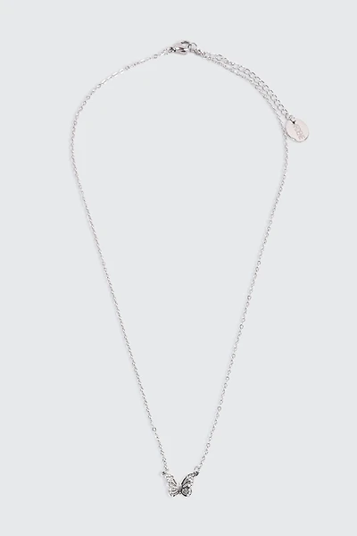 Ardene 14K Gold Plated Butterfly Necklace in Silver