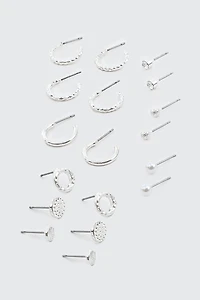 9 paires de boucles d'oreilles et d'anneaux