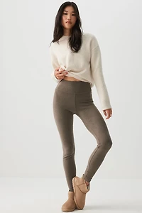 Ardene Fleece Lined Leggings in Terra Brown | Size | Polyester/Elastane | Fleece-Lined