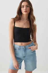 Bermuda en denim à taille haute