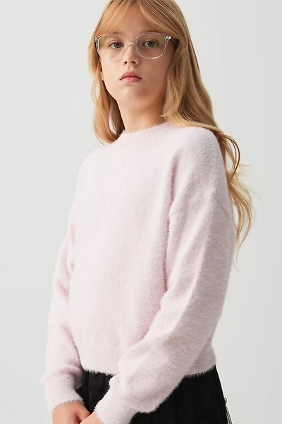 Ardene Kids Fuzzy Knit Sweater in Light Pink | Size | Polyester/Nylon/Viscose