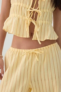 Pantalon taille mi-haute à jambe large