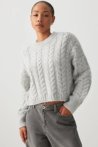 Ardene Short Cable Knit Sweater in | Size Small | Polyester | Eco-Conscious