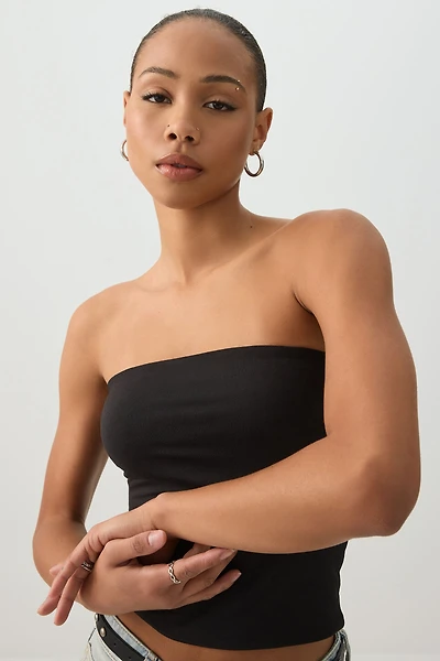 Ardene Basic Double Layer Tube Top in Black | Size 2XS | Polyester/Elastane