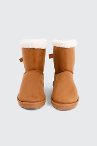 Bottes plateformes en faux mouton à boucle