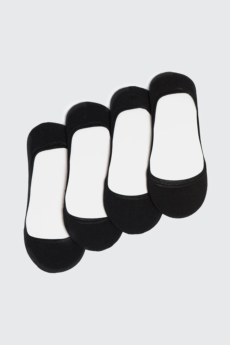 Ardene 4-Pack of No-Show Shoe Liners in Black | Polyester/Spandex