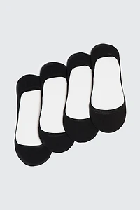 Ardene 4-Pack of No-Show Shoe Liners in Black | Polyester/Spandex
