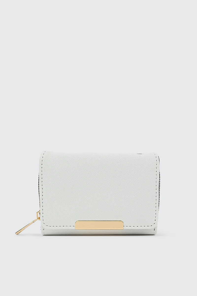 Ardene Small Folded Wallet in White | Faux Leather/Polyester