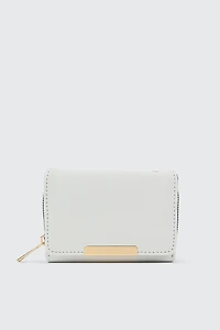 Ardene Small Folded Wallet in White | Faux Leather/Polyester