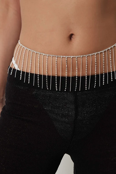 Ardene Rhinestone Strands Belly Chain in Silver