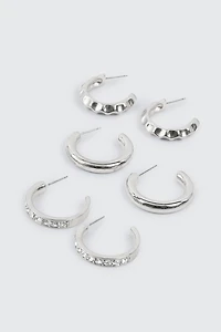 Ardene -Pack Assorted Hoop Earrings in Silver | Stainless Steel
