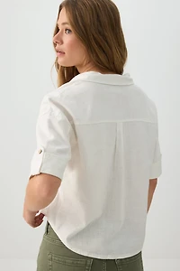 Chemise utilitaire en mélange de lin