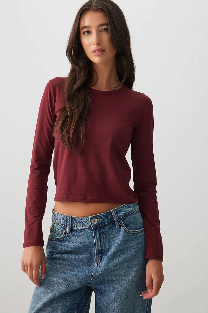 Ardene Effortless Everyday Long Sleeve T-Shirt in | Size | Cotton/Elastane | Eco-Conscious