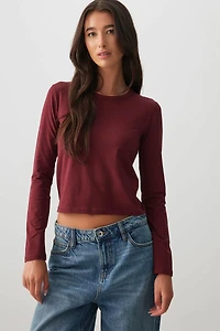 Ardene Effortless Everyday Long Sleeve T-Shirt in | Size | Cotton/Elastane | Eco-Conscious