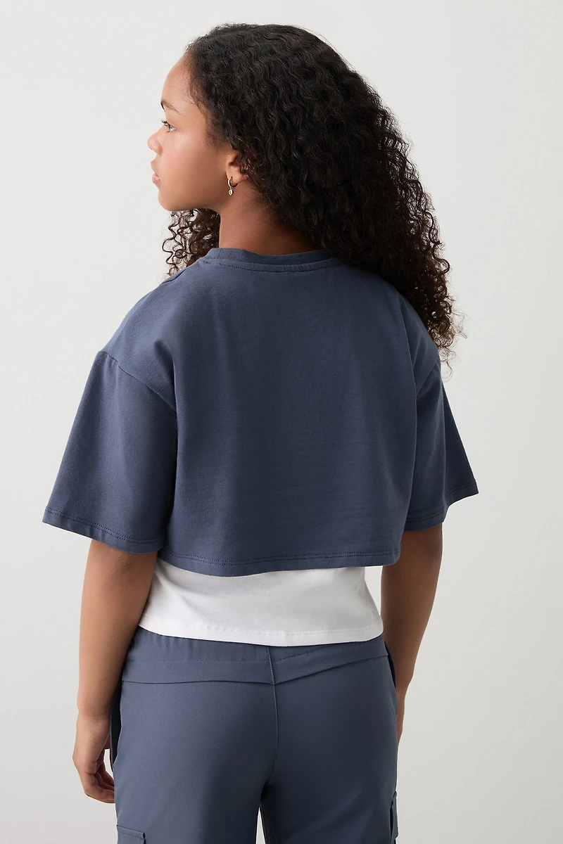 T-shirt carré graphique effet superpos