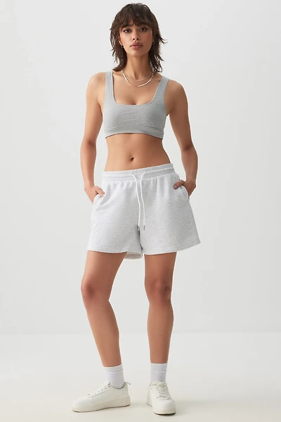 Ardene MADESOFT Fleece Midi Sweatshorts in Saltstone Grey | Size | Polyester/Cotton