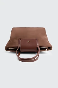 Fourre-tout en nylon à ganses en faux cuir