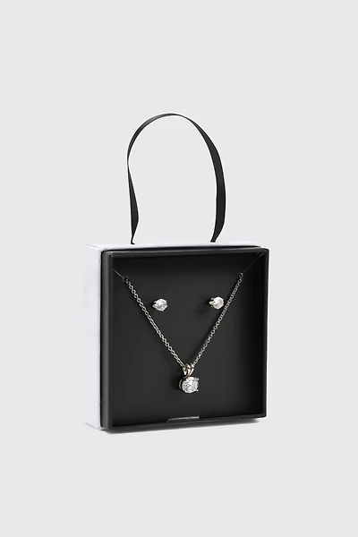 Ardene Solitaire Jewelry Gift Set in Silver | Stainless Steel