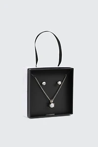 Ardene Solitaire Jewelry Gift Set in Silver | Stainless Steel