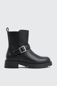 Ardene Black Moto Boots | Size | Faux Leather