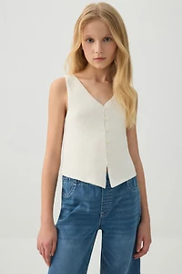 Veste sans manches en tricot léger