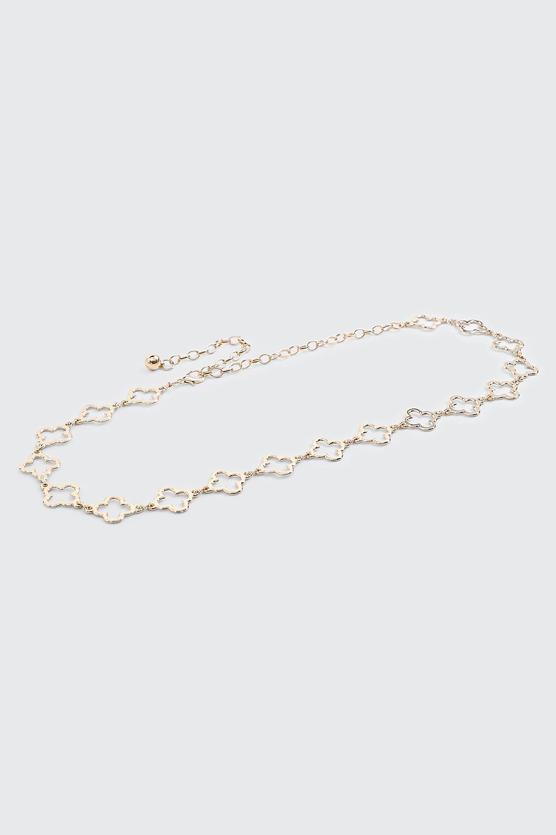 Ardene Clover Chain Belt in Gold