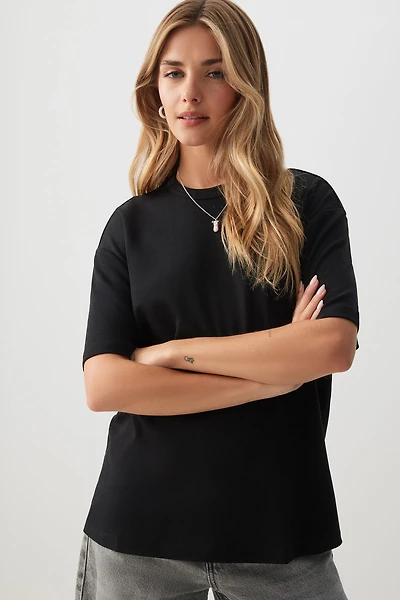 Ardene Solid Crew Neck T-Shirt in | Size | 100% Cotton