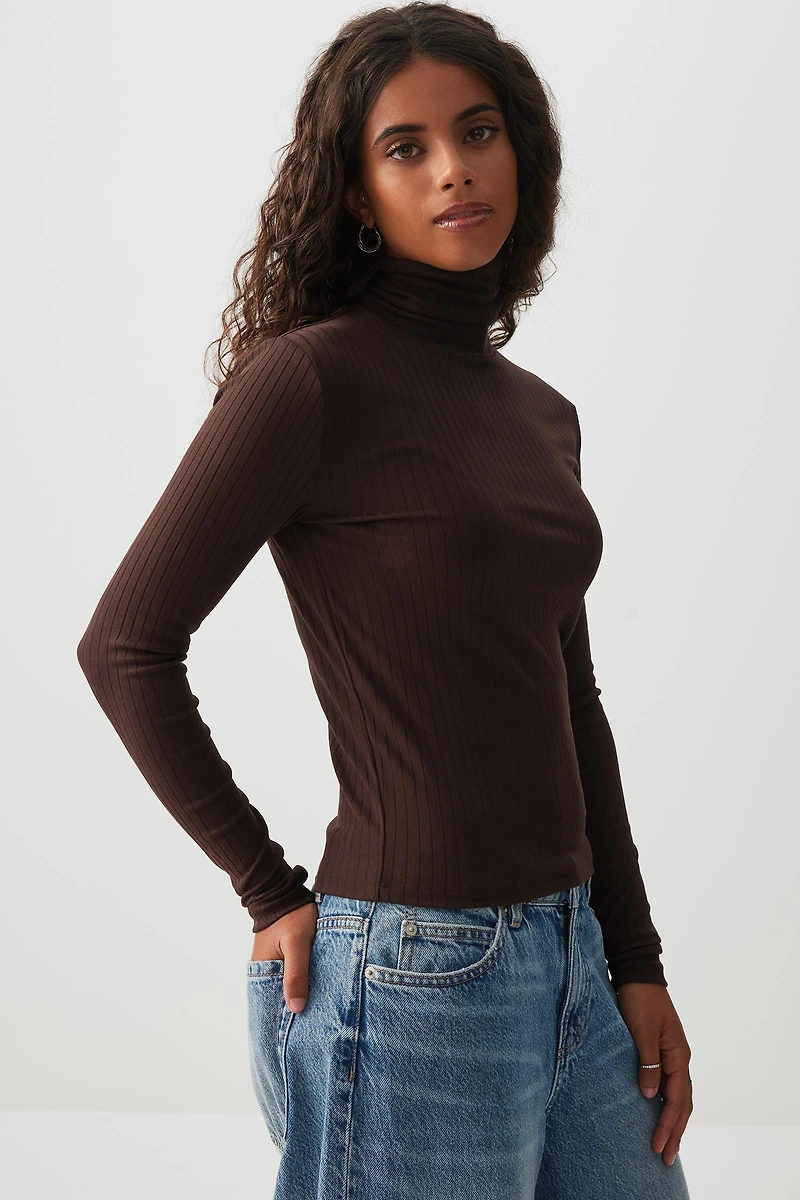 Ardene Super Soft Rib Turtleneck Top in | Size | Polyester/Elastane