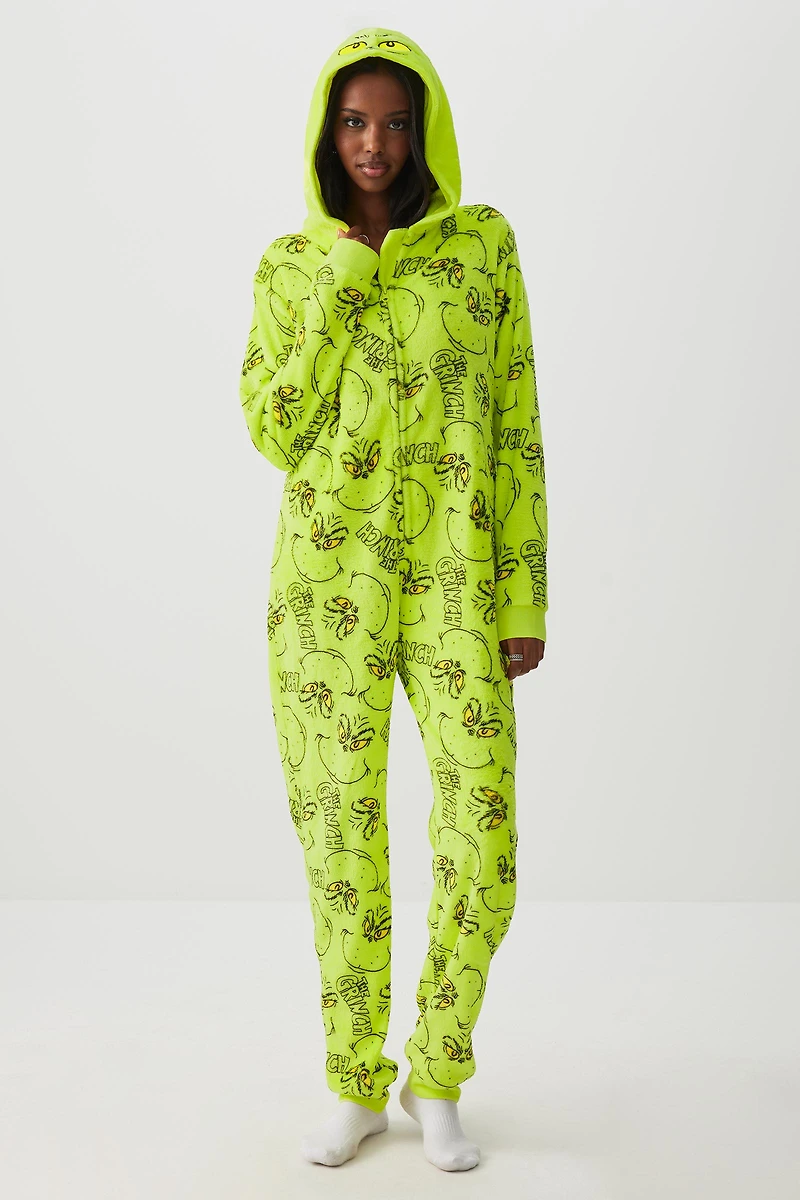 Ardene The Grinch Onesie in Light Green | Size | Polyester