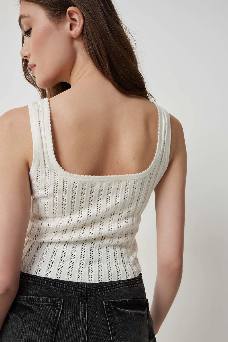 Camisole en tricot pointelle à fronces