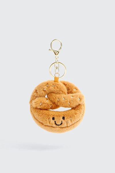 Ardene Pretzel Plushie Keychain in Beige