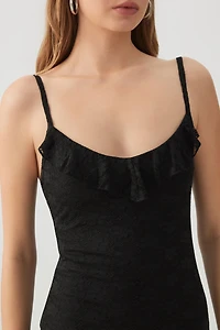 Robe maxi en dentelle à fente haute