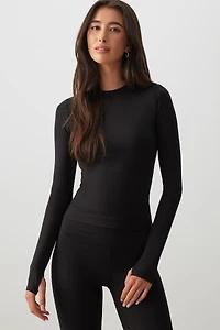 Ardene Butter Long Sleeve T-Shirt in Black | Size | Nylon/Elastane