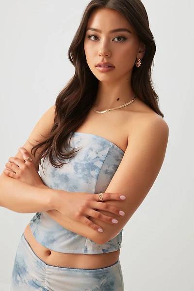 Ardene Mesh Tube Top in Light Blue | Size | Polyester/Spandex