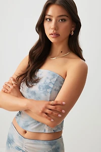 Ardene Mesh Tube Top in Light Blue | Size | Polyester/Spandex
