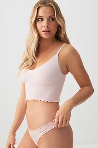 Ardene Mesh Cheeky Panty Panty in Light Pink | Size XS | Polyester/Elastane