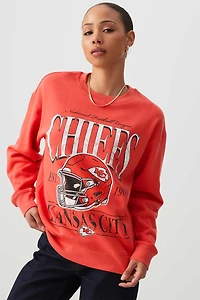Ardene Oversized Chiefs Sweatshirt in Red | Size | Polyester/Cotton | Fleece-Lined