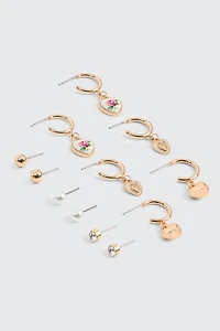 Ardene 6-Pack Heart Charm Earrings in Gold | Stainless Steel