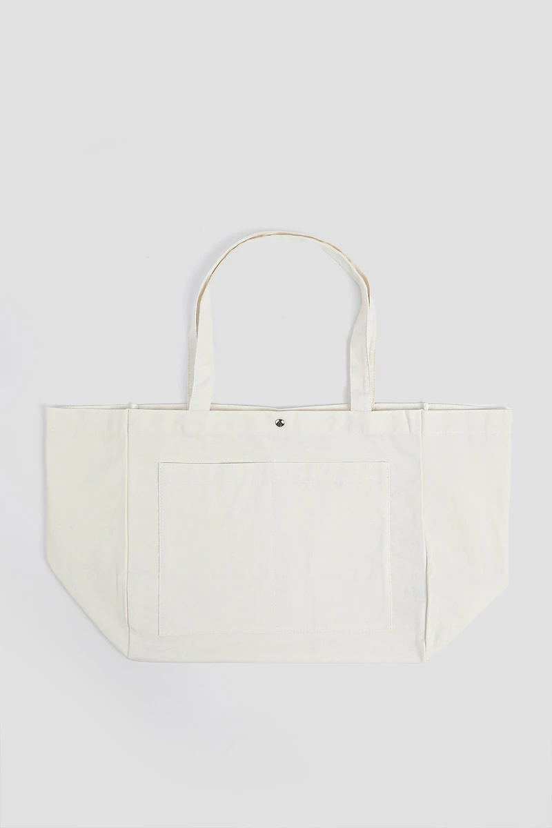 Ardene Large Canvas Tote Bag in White | Polyester | Eco-Conscious