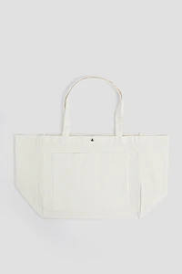 Ardene Large Canvas Tote Bag in White | Polyester | Eco-Conscious