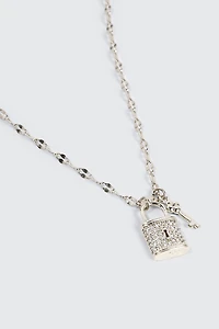 Collier cadenas en cœur et clé