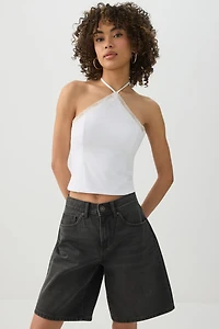 Camisole licou bordée de dentelle