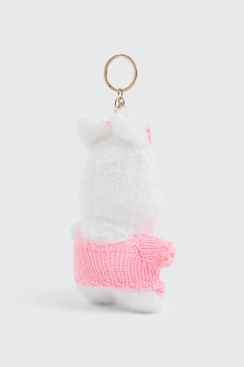 Porte-clés chien à chandail fraise