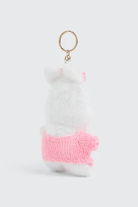 Porte-clés chien à chandail fraise