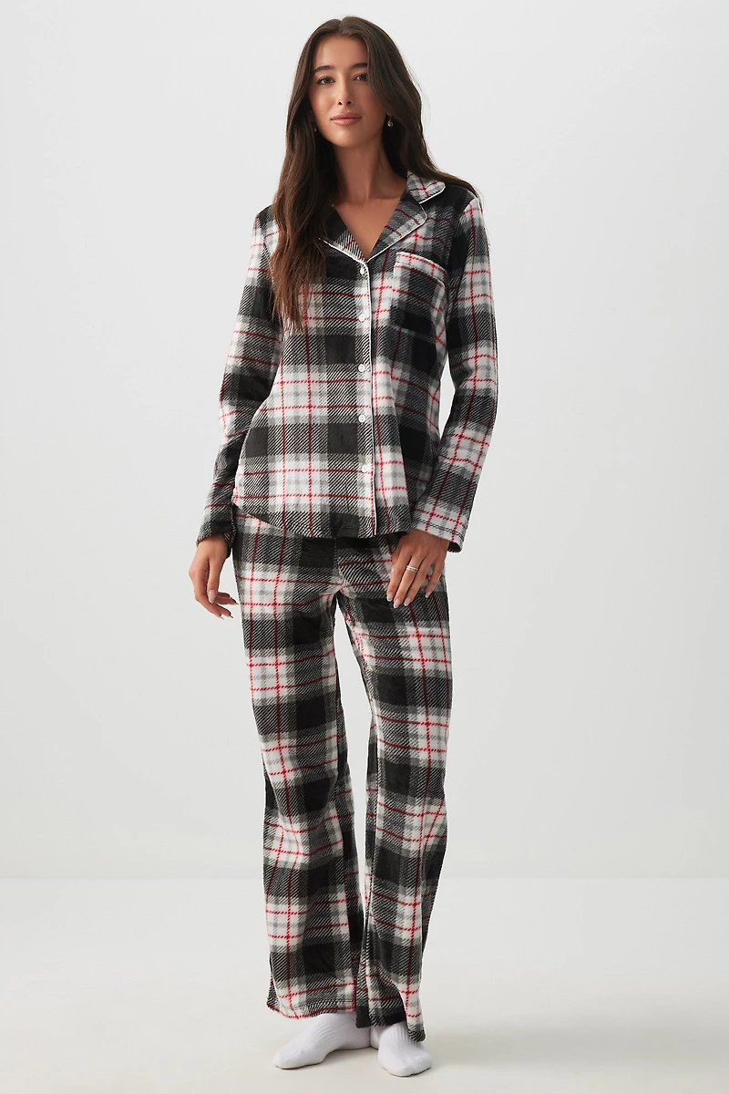 Ardene SNUGSOFT Classic PJ Set in Black | Size | Polyester | Eco-Conscious