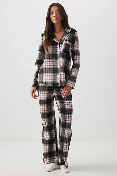 Ardene SNUGSOFT Classic PJ Set in Black | Size | Polyester | Eco-Conscious