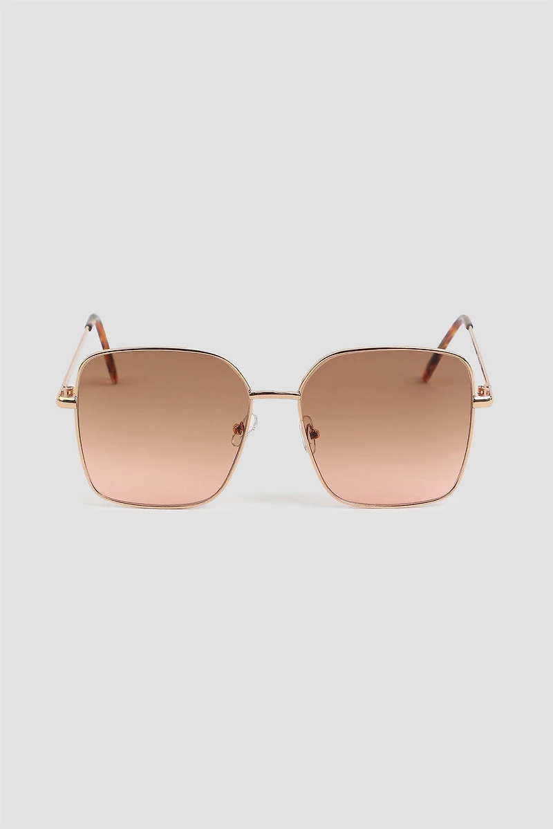 Ardene Oversized Square Sunglasses in Gold